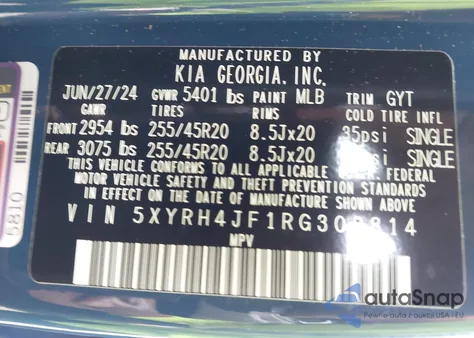 2024 Kia Sorento Ex from USA, damaged, VIN 5XYRH4JF1RG308814